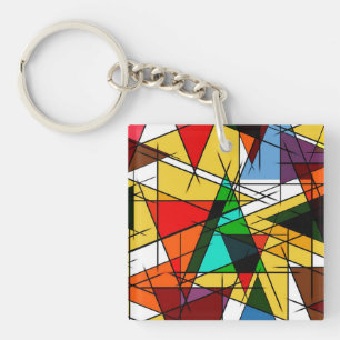 Moderne Driehoek Kleurrijke Geometrisch Sleutelhanger