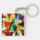 Moderne Driehoek Kleurrijke Geometrisch  Sleutelhanger (Achterkant)