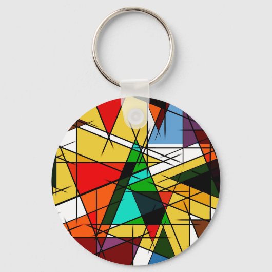 Moderne Driehoek Kleurrijke Geometrisch Sleutelhanger (Voorkant)