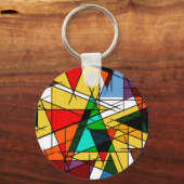 Moderne Driehoek Kleurrijke Geometrisch Sleutelhanger (Voorkant)