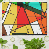 Moderne Driehoek Kleurrijke Geometrisch Theedoek (Gevouwen)