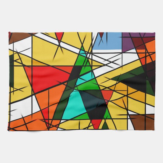 Moderne Driehoek Kleurrijke Geometrisch Theedoek (Horizontaal)