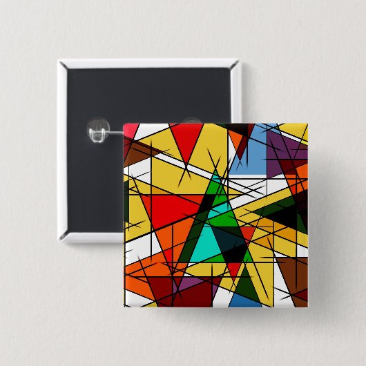 Moderne Driehoek Kleurrijke Geometrisch Vierkante Button 5,1 Cm (Voorkant /achterkant)