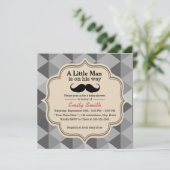 Moderne driehoek Quilts Mustache Boy Baby shower Kaart (Staand voorkant)