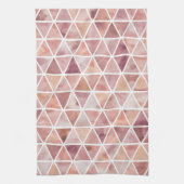 Moderne driehoeken in Perzik en Koper Theedoek (Verticaal)