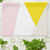 Moderne Driehoeken Patroon Blush & Geel Geometrisc Theedoek (Gevouwen)