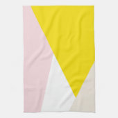 Moderne Driehoeken Patroon Blush & Geel Geometrisc Theedoek (Verticaal)