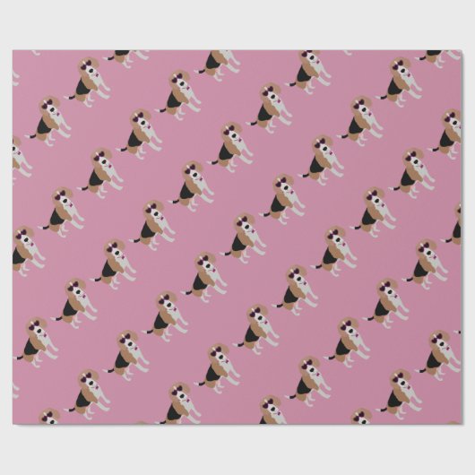 Moderne driekleurenbeagelhond cadeaupapier (Vlak)