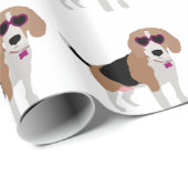 Moderne driekleurenbeagelhond cadeaupapier (Rol Hoek)