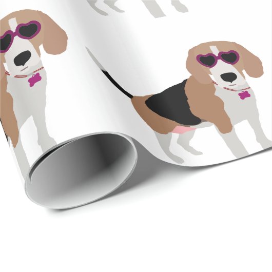 Moderne driekleurenbeagelhond cadeaupapier (Rol Hoek)
