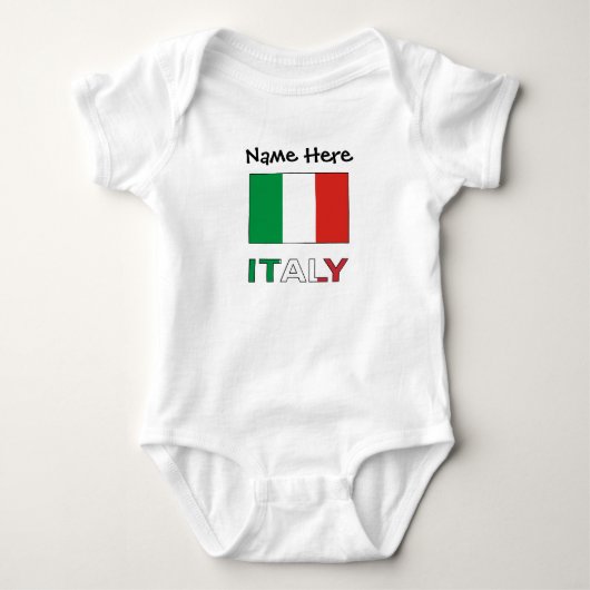 Moderne driekleurige naam hier Italiaanse vlag Romper (Voorkant)