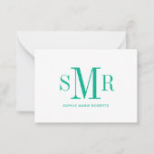 Moderne drieletter-monogram beginletters naam notitiekaartje (Voorkant)