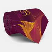 Moderne drieletterige monogram Gold Burgundy Strea Stropdas (Opgerold)