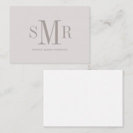 Moderne drieletterige monogram initialen notitiekaartje