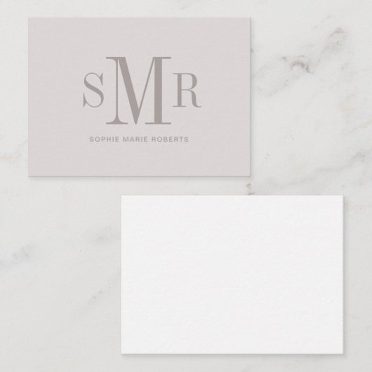 Moderne drieletterige monogram initialen notitiekaartje (Voorkant / Achterkant)