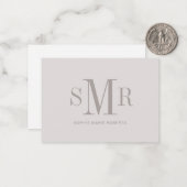 Moderne drieletterige monogram initialen notitiekaartje (Voorkant / Achterkant in situ)