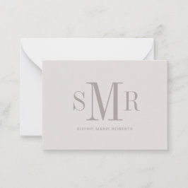 Moderne drieletterige monogram initialen notitiekaartje