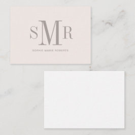 Moderne drieletterige monogram initialen notitiekaartje