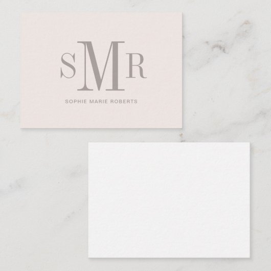 Moderne drieletterige monogram initialen notitiekaartje (Voorkant / Achterkant)