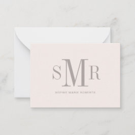 Moderne drieletterige monogram initialen notitiekaartje