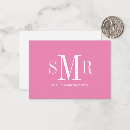 Moderne drieletterige monogram initialen notitiekaartje (Voorkant / Achterkant in situ)