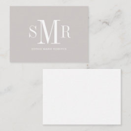 Moderne drieletterige monogram initialen notitiekaartje