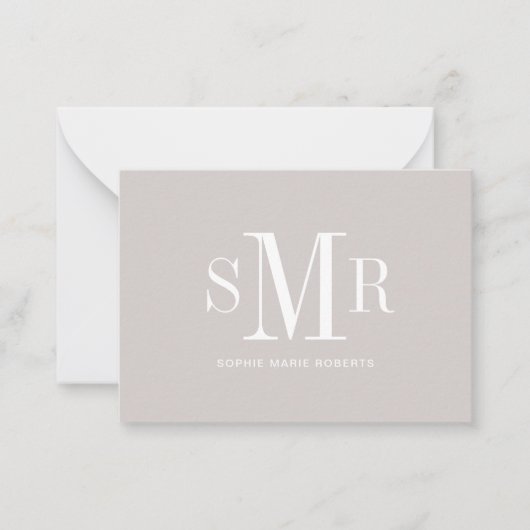 Moderne drieletterige monogram initialen notitiekaartje (Voorkant)