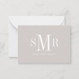 Moderne drieletterige monogram initialen notitiekaartje