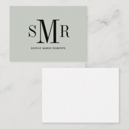 Moderne drieletterige monogram initialen notitiekaartje