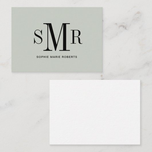 Moderne drieletterige monogram initialen notitiekaartje (Voorkant / Achterkant)