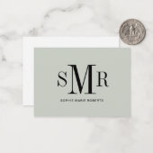 Moderne drieletterige monogram initialen notitiekaartje (Voorkant / Achterkant in situ)