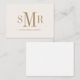 Moderne drieletterige monogram initialen notitiekaartje