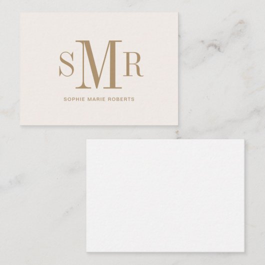 Moderne drieletterige monogram initialen notitiekaartje (Voorkant / Achterkant)