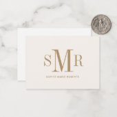 Moderne drieletterige monogram initialen notitiekaartje (Voorkant / Achterkant in situ)