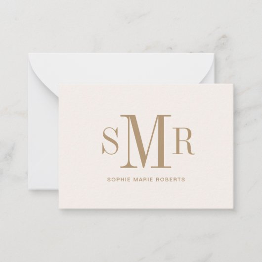 Moderne drieletterige monogram initialen notitiekaartje (Voorkant)