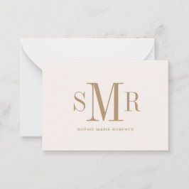 Moderne drieletterige monogram initialen notitiekaartje