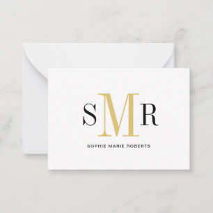 Moderne drieletterige monogram initialen notitiekaartje