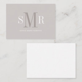 Moderne drieletterige monogram initialen notitiekaartje