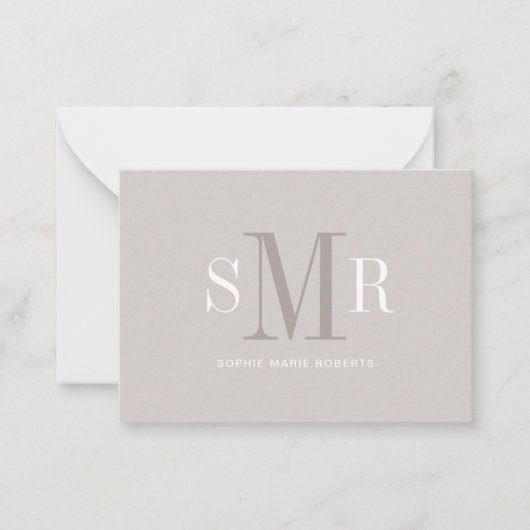 Moderne drieletterige monogram initialen notitiekaartje (Voorkant)