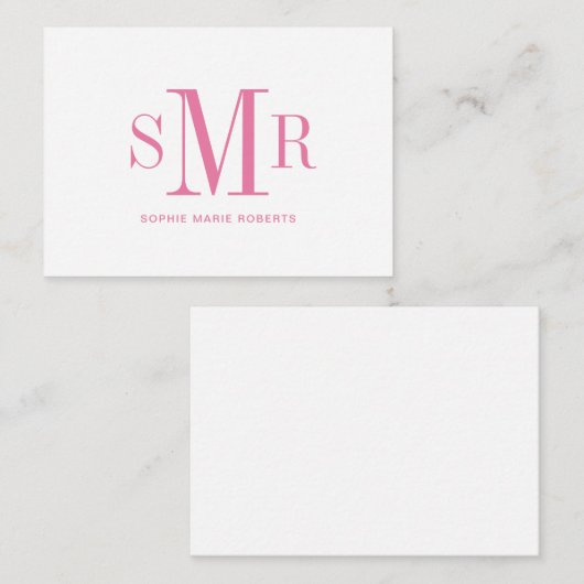 Moderne drieletterige monogram initialen notitiekaartje (Voorkant / Achterkant)