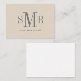 Moderne drieletterige monogram initialen notitiekaartje