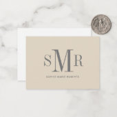 Moderne drieletterige monogram initialen notitiekaartje (Voorkant / Achterkant in situ)