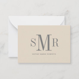 Moderne drieletterige monogram initialen notitiekaartje