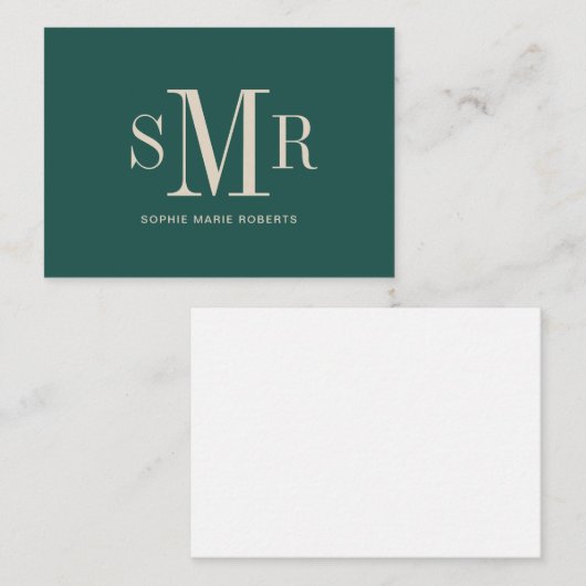 Moderne drieletterige monogram initialen notitiekaartje (Voorkant / Achterkant)