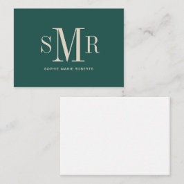 Moderne drieletterige monogram initialen notitiekaartje