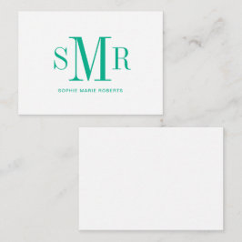 Moderne drieletterige monogram initialen notitiekaartje