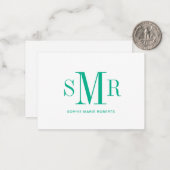 Moderne drieletterige monogram initialen notitiekaartje (Voorkant / Achterkant in situ)