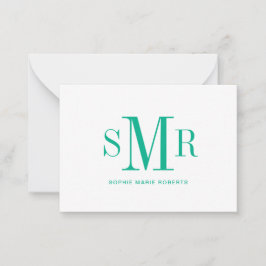 Moderne drieletterige monogram initialen notitiekaartje