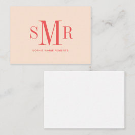 Moderne drieletterige monogram initialen notitiekaartje