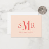 Moderne drieletterige monogram initialen notitiekaartje (Voorkant / Achterkant in situ)